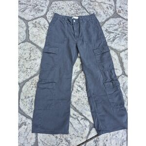 ZARA‎ Womens Cargo Pants Pockets Dark Grey Trousers Size 8 EUC